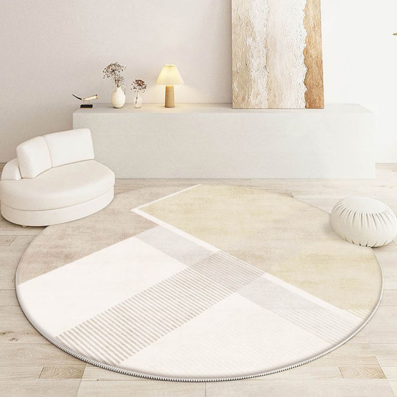 Beige Modern Carpet Polyester Line Area Carpet Tear Resistant Carpet for Home Decoration