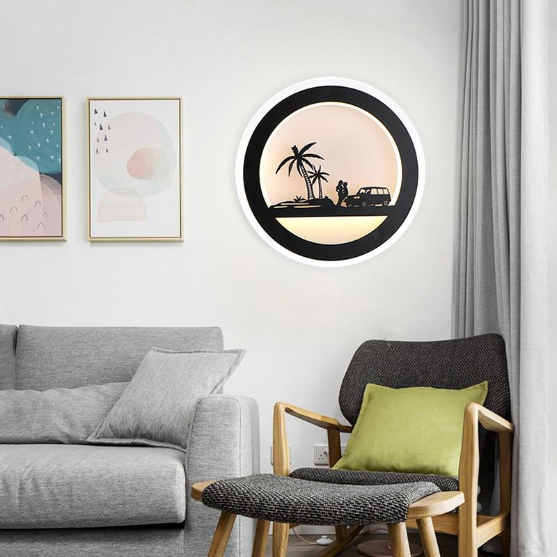 Unique Shape Metal Wall Light Modern Style 1-Light Wall Mounted Light Fixture in Black