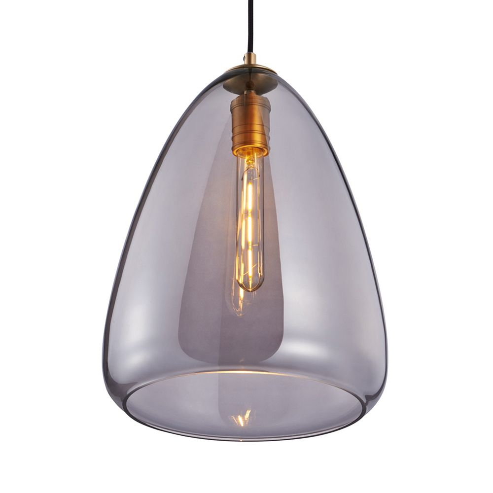 8.5"/10" Wide Cone Living Room Pendant Lamp Amber/Smoky Glass 1 Light Post-Modern Hanging Ceiling Light