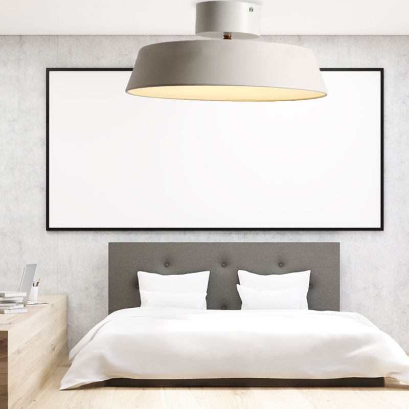 Contemporary Barn Semi Mount Lighting 1 Light Metal Rotatable Ceiling Light Fixture with Acrylic Diffuser in White/Green