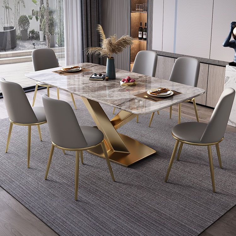 Modern Dining Table Set 1/5/7 Pcs Sintered Stone Dining Table with Armless Chairs