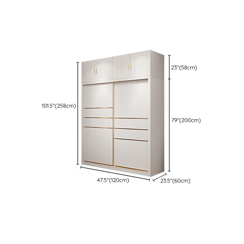 Modern Sliding Door Wardrobe for Bedroom White Cabinet with Drawers