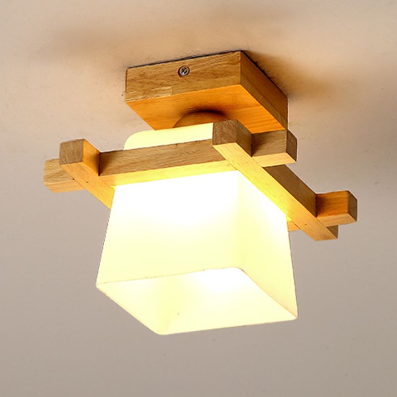 Plafonnier en bois moderne simplicité, plafonnier à 1 lumière pour chambre à coucher