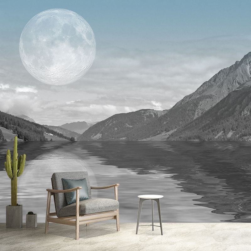 Illustration Stain Resistant Wall Mural Wallpaper Mountain Sitting Room Wall Mural