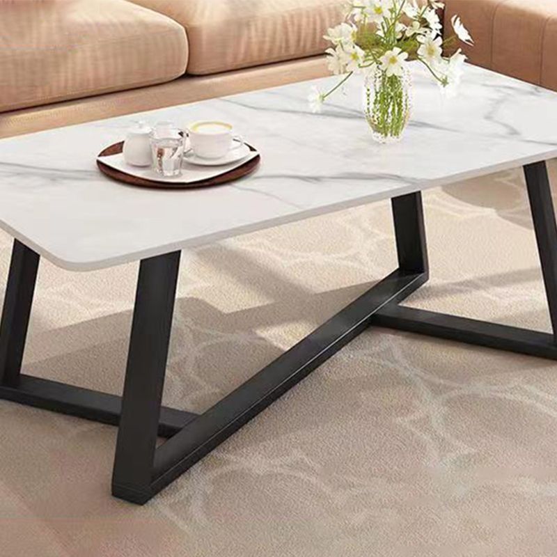 Slate Rectangle Coffee Table Cross Legs Single Table for Living Room