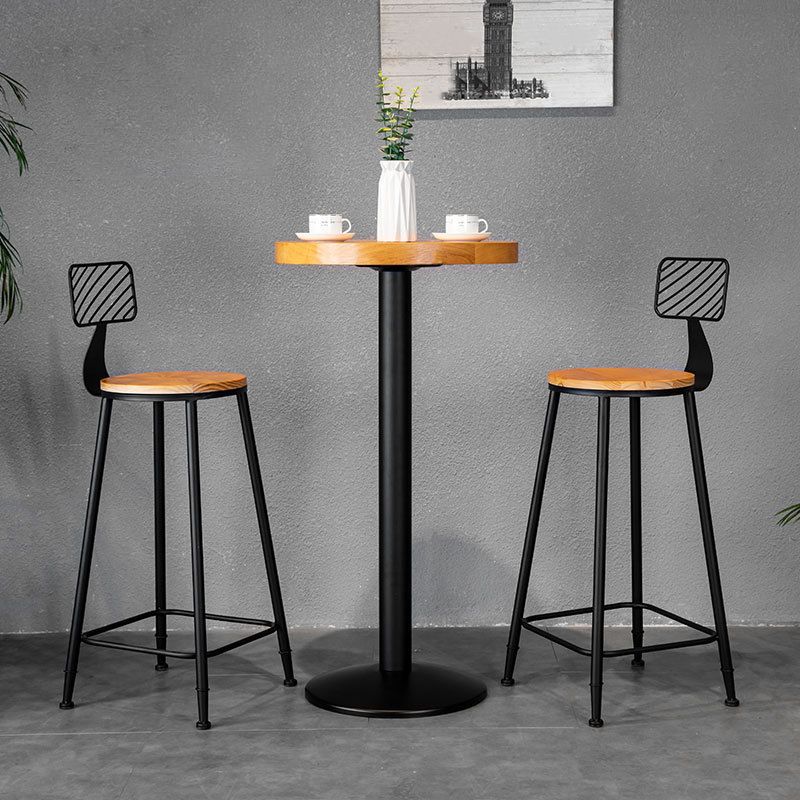 Industrial Style Barstool Metal and Wood Bar Stool for Dining Room 1 Pcs