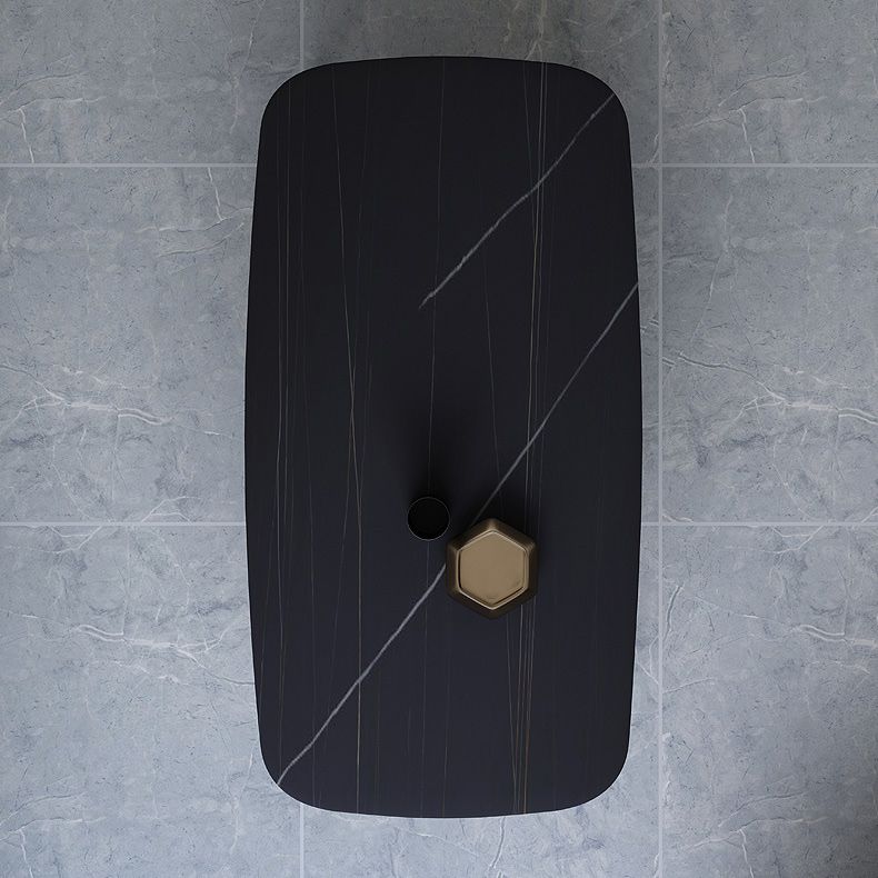 Glam Slate Coffee Table 4 Legs Rectangular Cocktail Table for Home