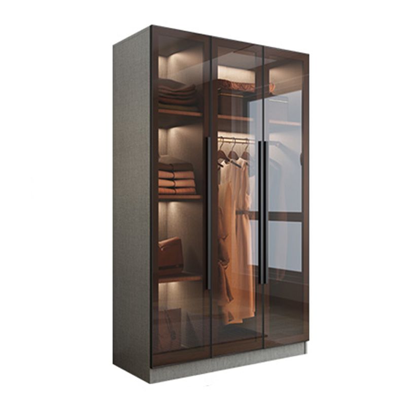 Contemporary Style Wardrobe Gray Colour Wood Wardrobe Closet with Shelves