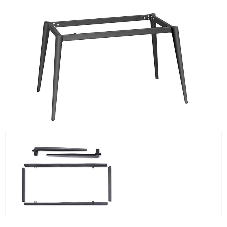 Stone Top Table Rectangle Contemporary Dining Table with 4 Black Legs