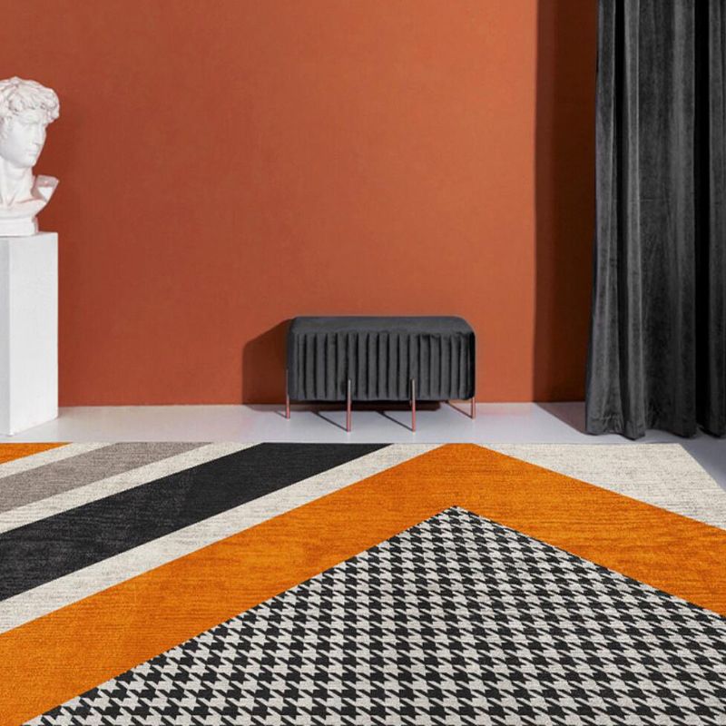 Black Modern Rug Polyester Striped Rug Non-Slip Backing Rug for Home Decoration