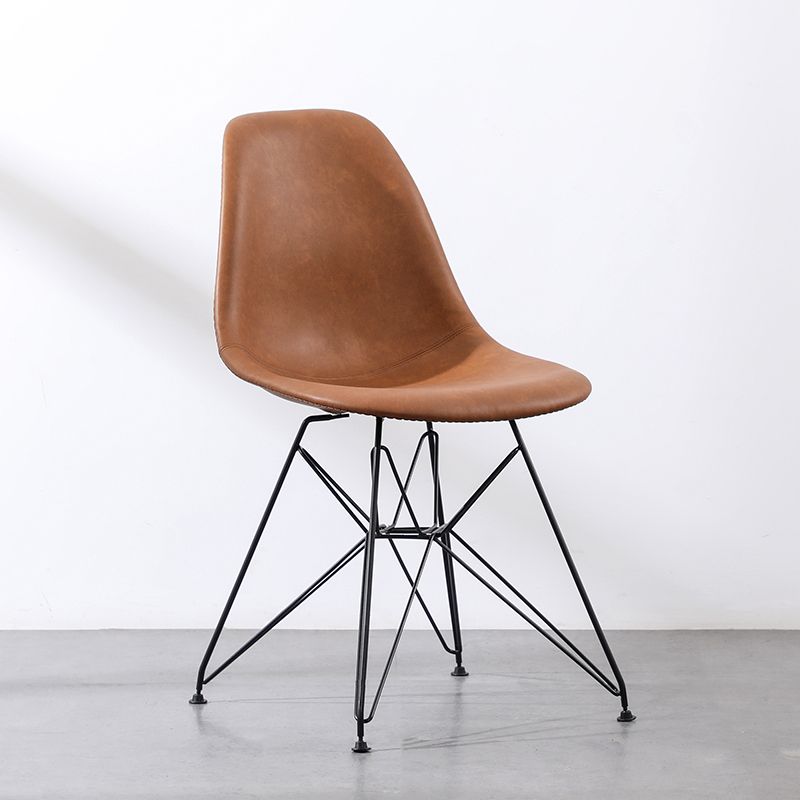 Design industriale in pelle sedia da sala da pranzo senza braccio sedia da pranzo solido