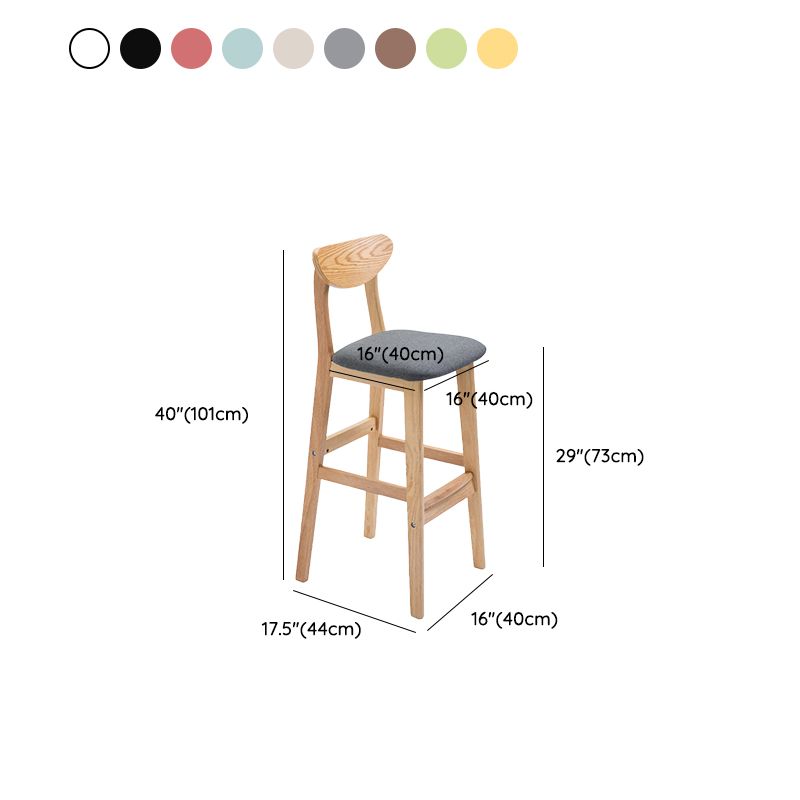 Low Back Dining Stool Rubberwood Armless Bar Stool with Wood Base
