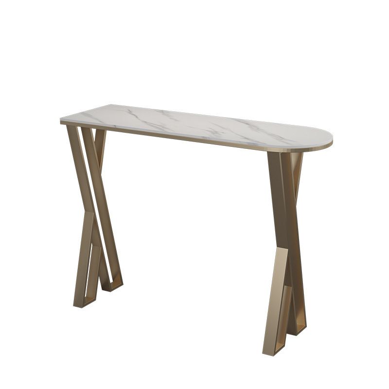 Glam Style Bar Table Stone Double Pedestal Bar Dining Table for Living Room