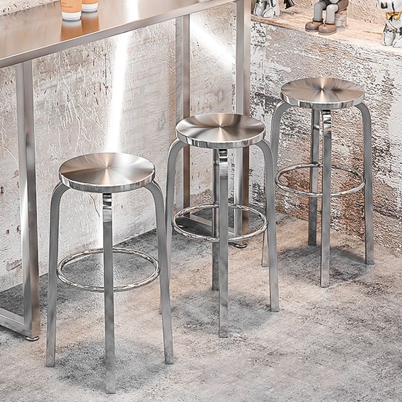 Chrome Metal Indoor Counter Stools Industrial Stainless Steel Stools