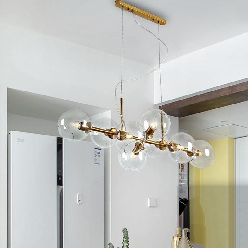 8-Lights Modernist Island Pendants Glass Pendant Lights for Dining Room