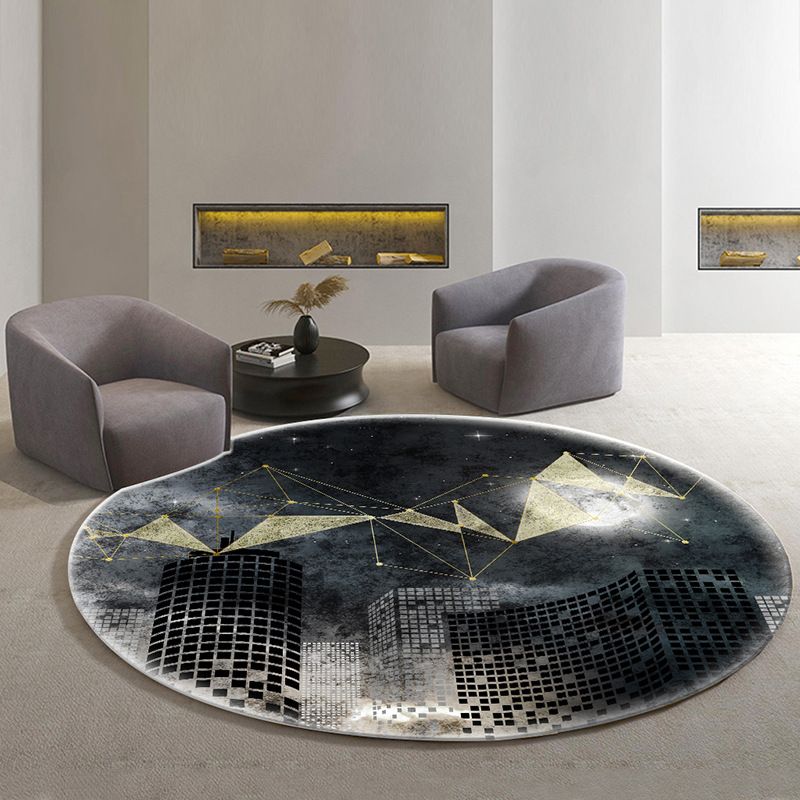 Minimalist Round Carpet Trendy Polyester Area Rug Stain Resistant Rug for Living Room