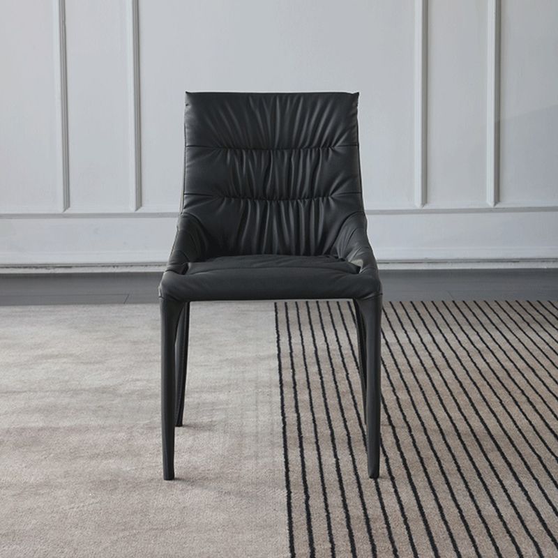 Chaises de salle à manger en cuir de style minimaliste, chaises d'appoint à dossier solide pour la cuisine (Ensemble de 4)
