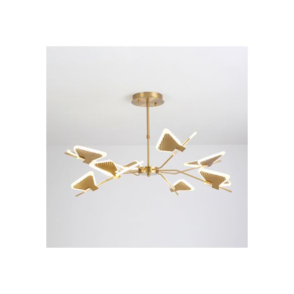 3/6/8 Luces Candelera de dormitorio con mariposa Sombra acrílica Gold/Blanco colgante de techo colgante