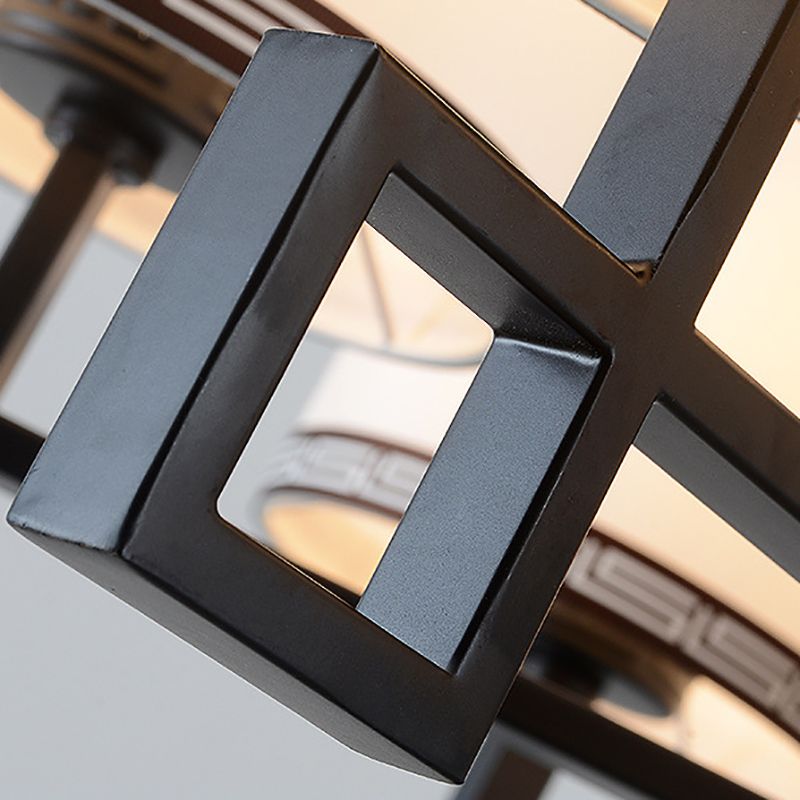 Lampe à suspension de tissu cylindrique Chandelier de salon hall rétro avec gland