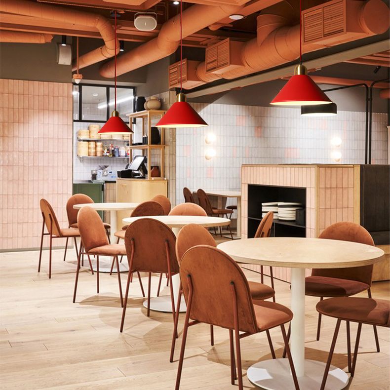Metaalrode afwerking hanger lamp geometrisch 1 kop vintage hangend plafondlicht voor restaurant
