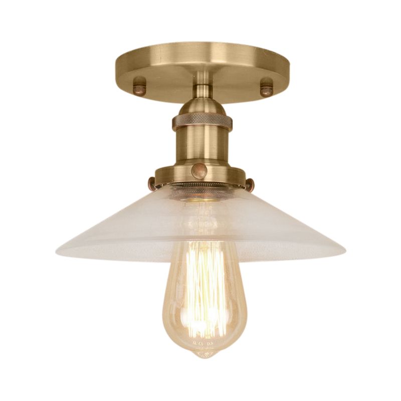 Soucoupe en verre givré, éclairage semi-affleurant, luminaire de cuisine vintage à 1 ampoule, noir/laiton/cuivre