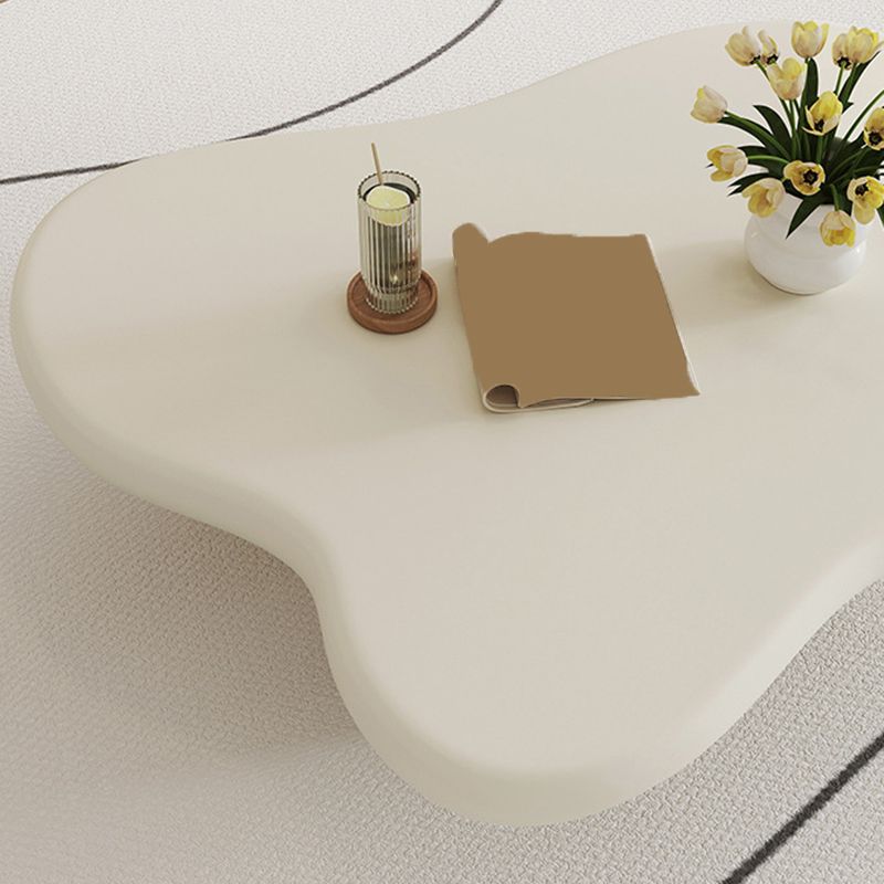 Nordic Wooden 4 Legs Coffee Table, Wooden Cloud Cocktail Table in White/Black/Beige