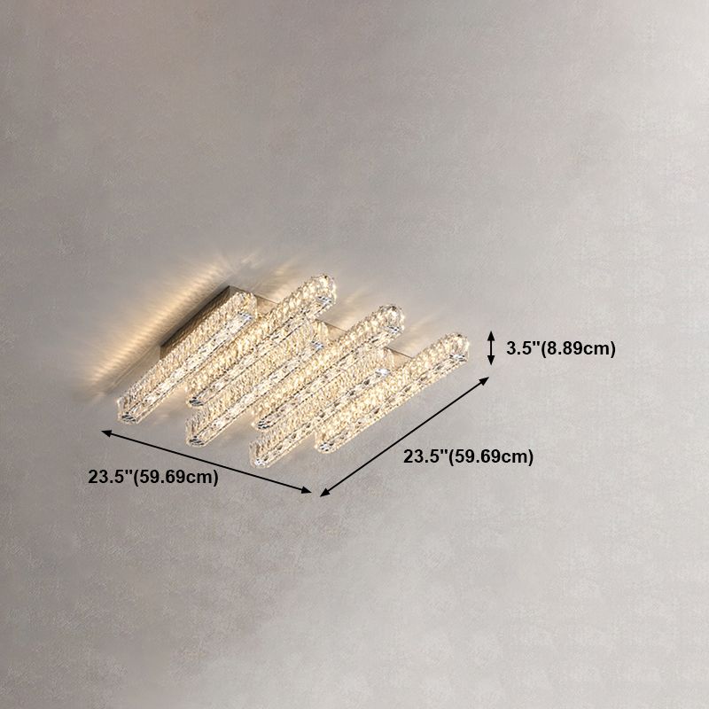 Luminaire encastré géométrique contemporain Plafonniers en cristal en argent