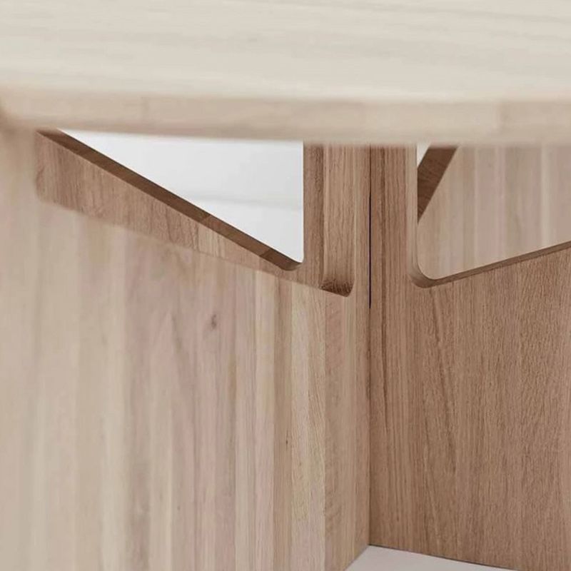 Solid Wood Coffee Table Contemporary Round Coffee or End Table in Black and Natural