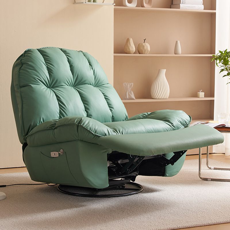 Solid Color Faux Leather Standard Recliner Manual Recliner Chair with Side Pocket
