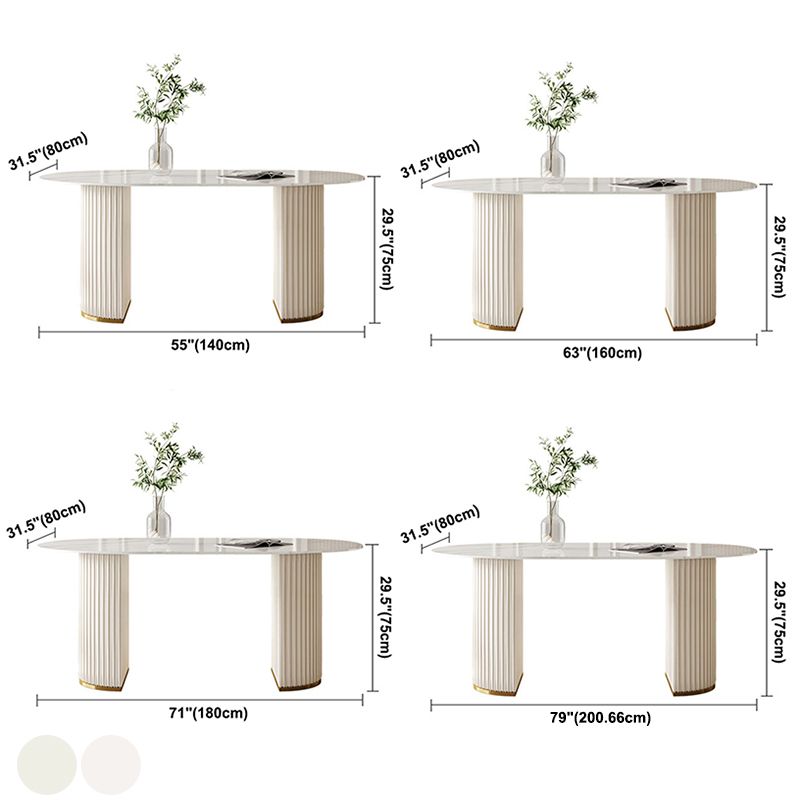Metal Modern Oval Dining Table Sintered Stone Table for Dining Room and Kitchen