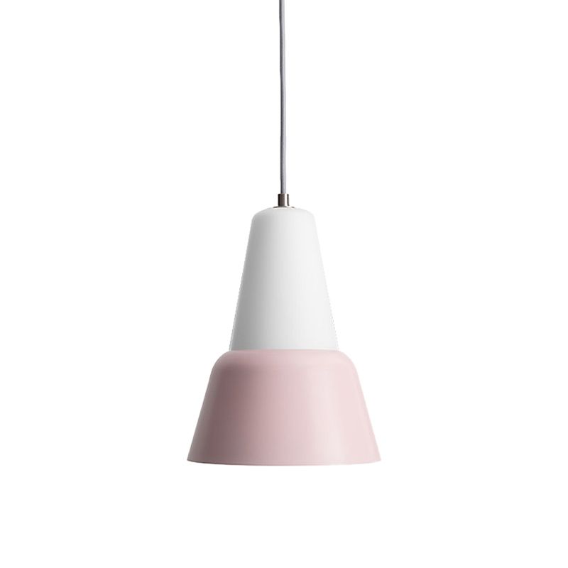 Cone Hanging Light Fixture Macaron Metal 1 Head 6.5"/10.5" Height Pink/Blue/Black Pendant Ceiling Light