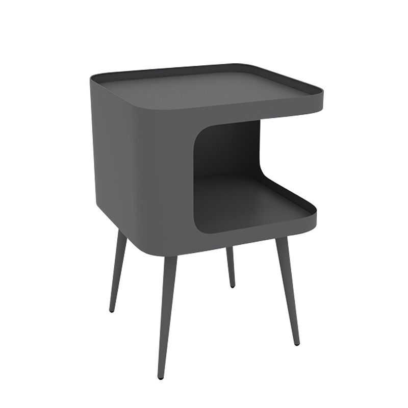 Mid-Century Square Tray Top Side Table 19.6" Tall Iron 4 Legs End Table with Storage