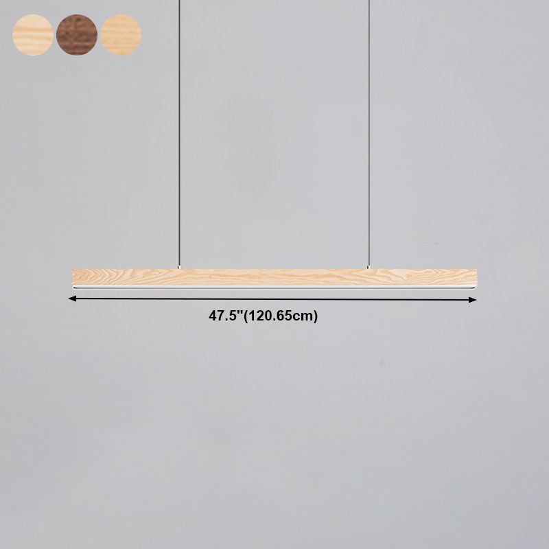 Linear Wood Island Light Fixture Modern Ceiling Pendant Light for Tea Room