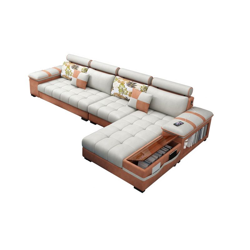 Contemporary Cotton Blend and Faux Leather Furniture Sectionals