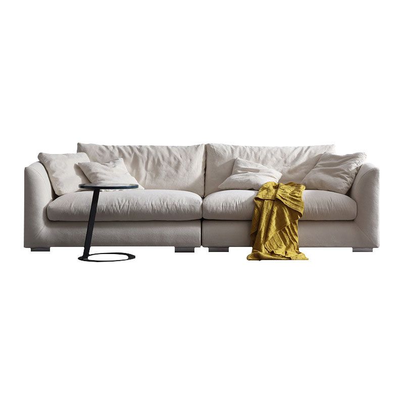 Modern 4-seater Fabric Sofa Flared Arm Sofa with Bolster Pillows