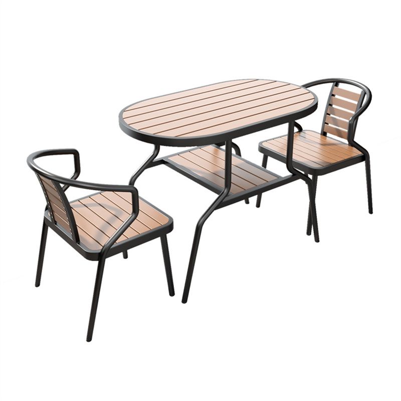 Boho Style 1/3 Pcs Patio Dining Table Set Wood Dining Table Set