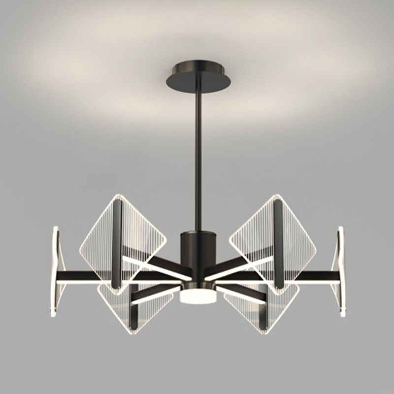 Creative Acrylic LED Chandelier Modern Style Pendant Light in Black for Bedroom
