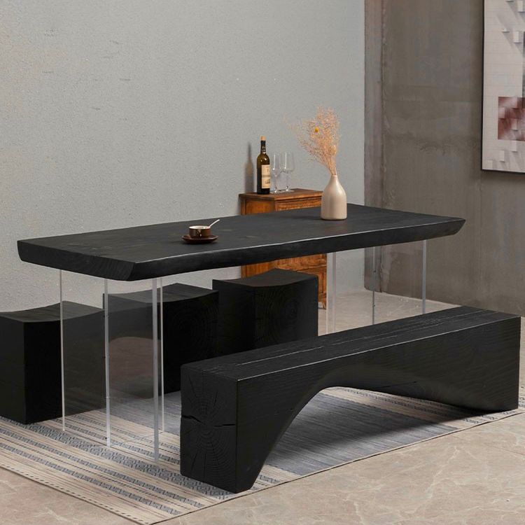 Modern Black Wood Dining Table Specialty Dining Table for Kitchen