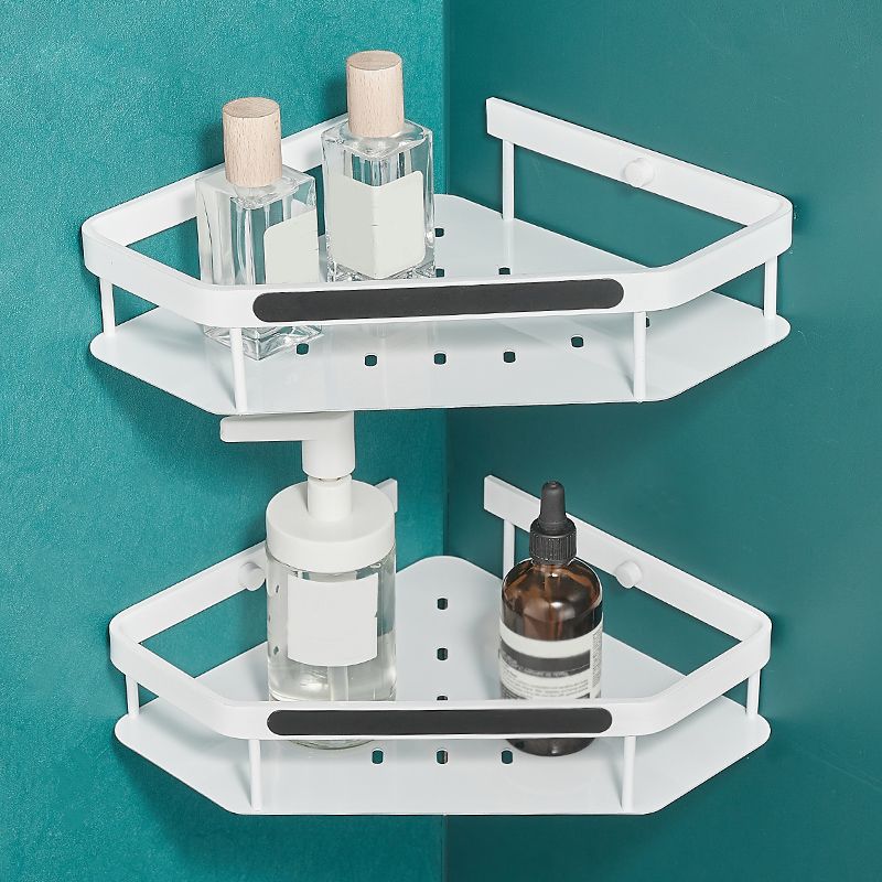 Matte White 3-Piece Modern Bathroom Accessory Set, Bath Shelf