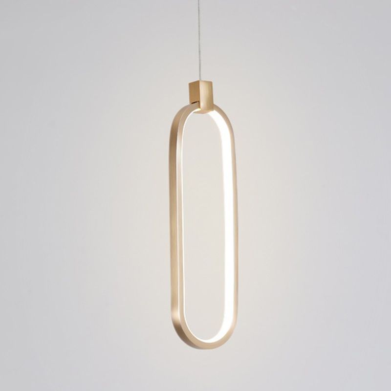 Minimalist Style LED Hanging Pendant Light Oval Pendant Light Kit with Metal Shade