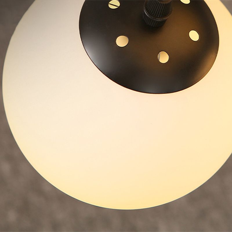 White Glass Cluster Globe Pendant Simplicity Black Multi-Light Ceiling Lamp for Staircase