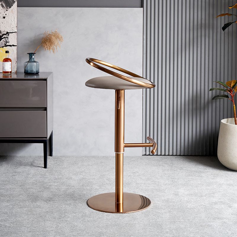 Glam Leather Bar Stool Metal Base Counter Stool for Living Room