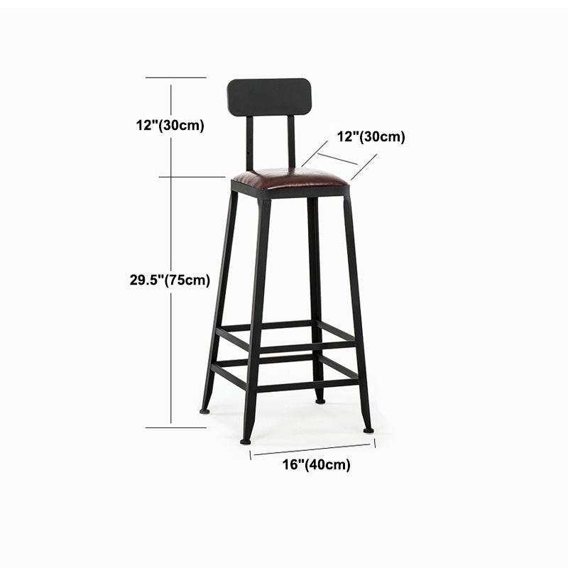Dining Room Industrial Style Leather Barstool Iron 4 Legs Bar Stool with Pedal