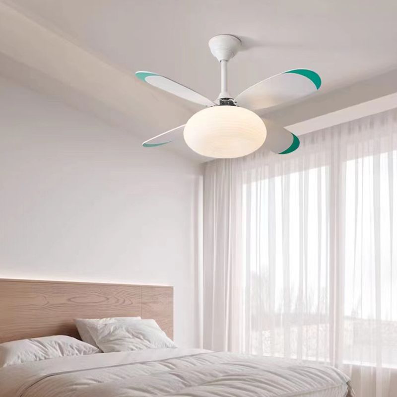 Kids Style LED Ceiling Fan in White Metal and Acrylic Ceiling Fan Fixture