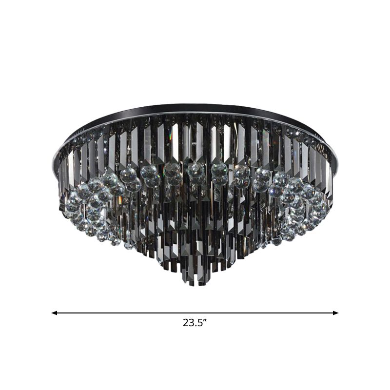 23.5"/31.5" Wide Modern LED Flushmount with Crystal Prisms Shade Stainless-Steel Tapered Ceiling Lighting, Warm/White Light