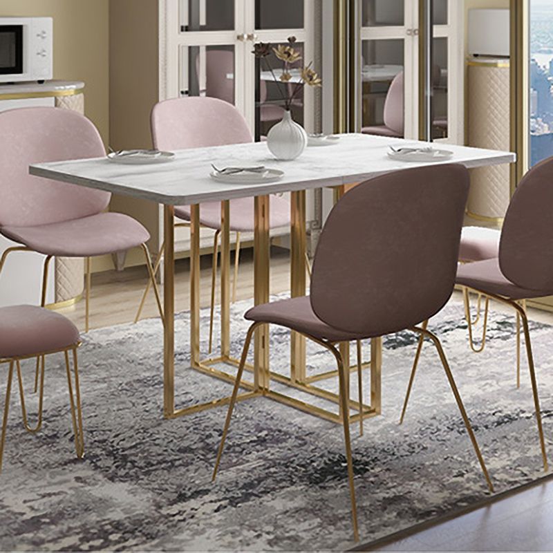 Mesa de comedor de mármol con faux contemporáneo Mesa de rectángulo de base para el hogar para el hogar