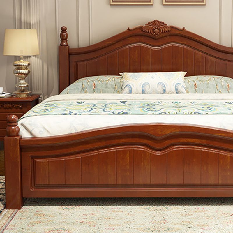 Rubberwood Solid Color Bed Frame Traditional Camelback Standard Bed for Home
