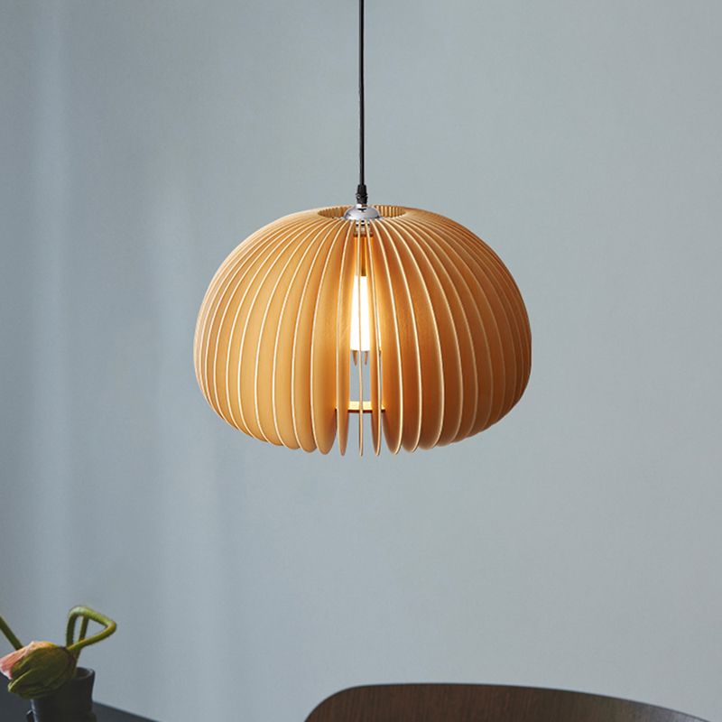 Simplicity Pumpkin Hanging Light Kit Wood 1-Light Ceiling Light for Dining Room