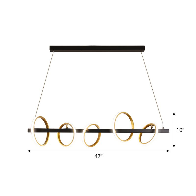 Simple Circles Ceiling Pendant Metal 4/5 Heads Dining Room Island Lighting Ideas in Gold, Warm/White Light