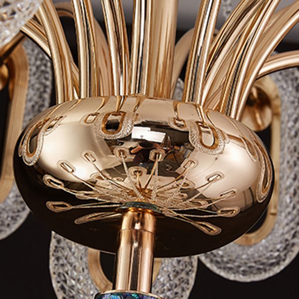 Postmodern LED Chandelier Oval Shape Suspension Lamp with Crystal Beads